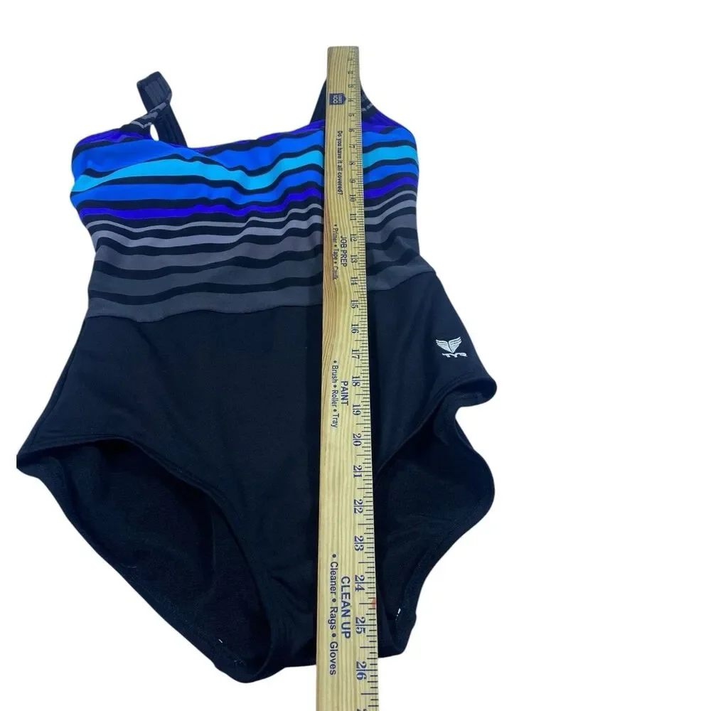 TYR Women DELRAY Aqua ControlFit 1pc SwimSuit - Navy Turquoise‎ - Size 8 - $80